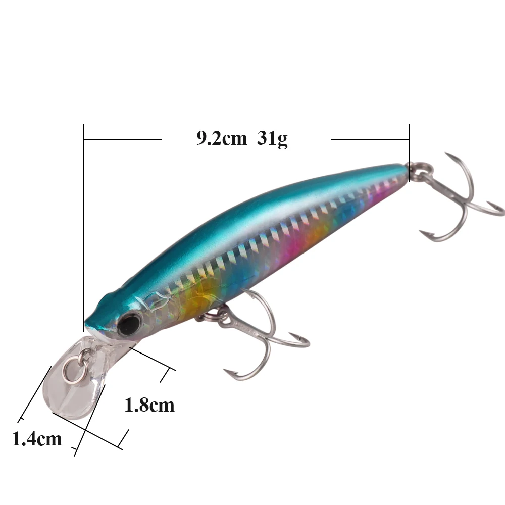 Умная приманка для блесна 92mm31g Тонущая жесткая приманка для рыбалки VMC крючок Isca искусственная приманка для рыбалки