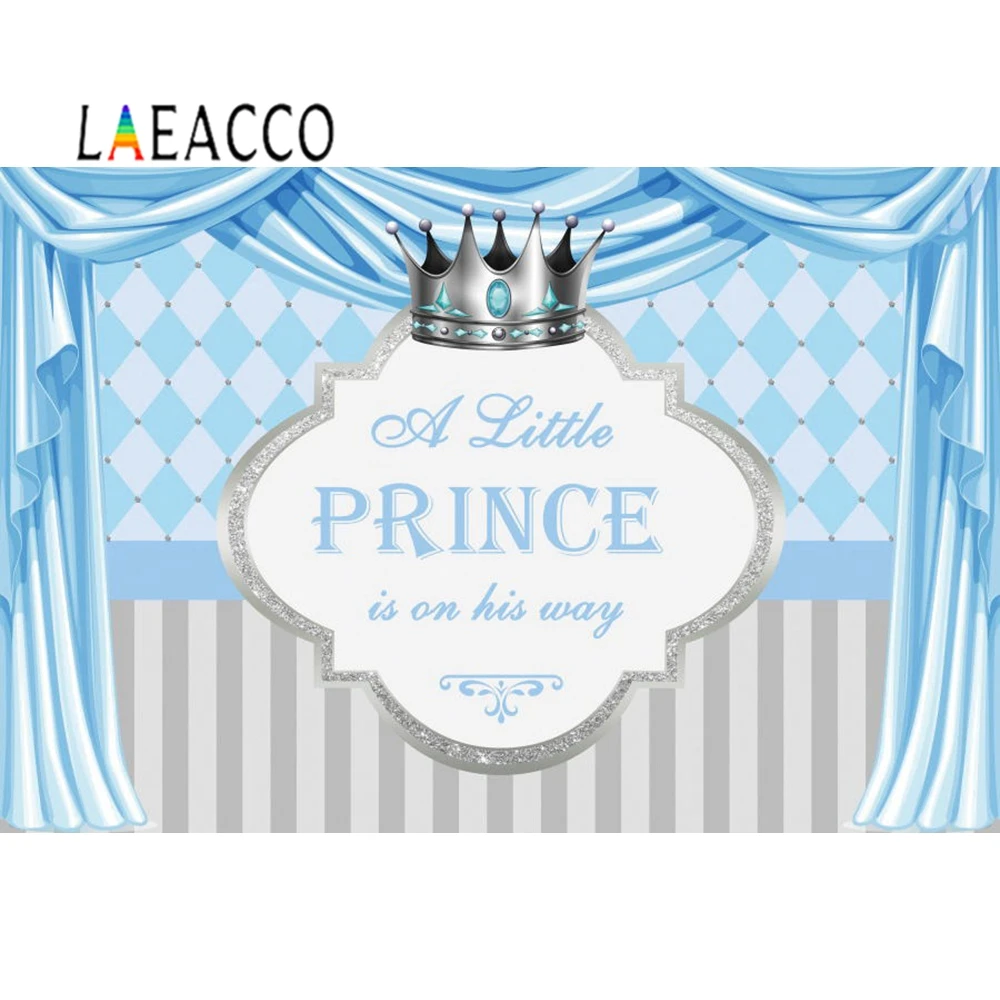 Laeacco Tirai Biru Garis Golden Crown Baby Shower Latar Belakang Baru Lahir Anak Ulang Tahun Khusus Fotografi Latar Belakang Untuk Photophone Background Aliexpress