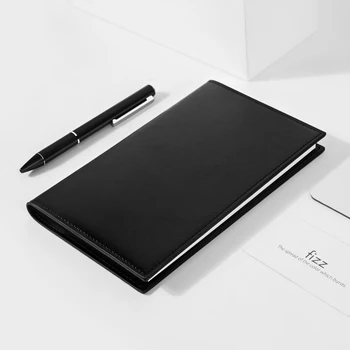 

Kinbor A5 leather business black notebook portable multi-functional collection meeting minutes leather Notebook