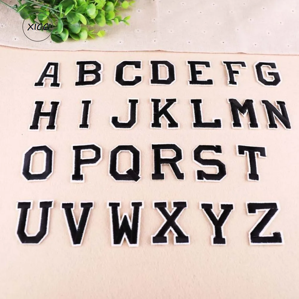 T N Black A To Z Embroidery English Alphabet Letter Patches Name Diy Sticker Clothing Badge Paste For Clothes Bag Pant Shoe Diy Patches Aliexpress