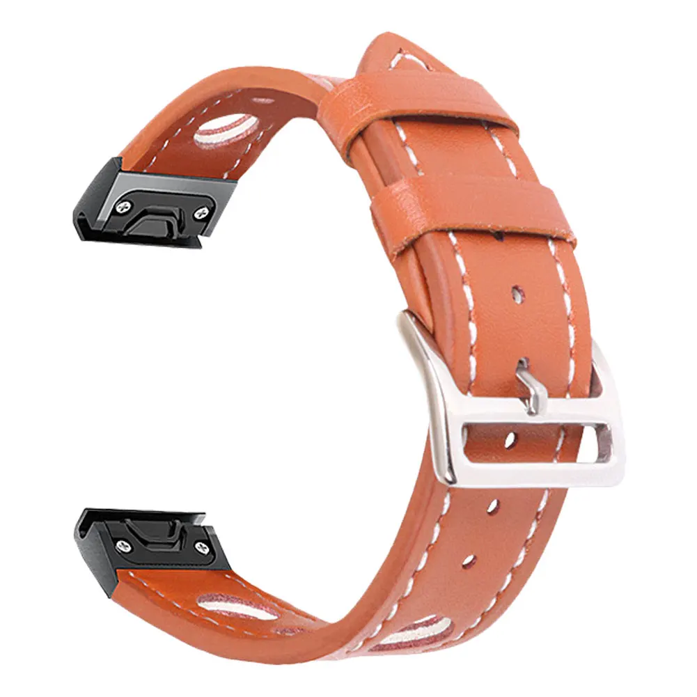 Brown Ремешок для часов из натуральной кожи для Garmin Fenix 5S 6S Pro 5 5X6 6X Plus 3 HR Forerunner 945 935 быстросъемный ремешок для часов - Цвет: Brown