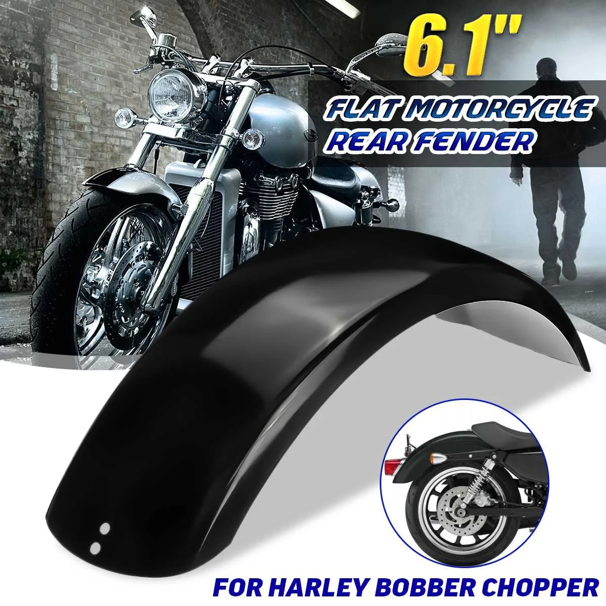 

6.1" Motorcycle Rear Fender Mudflaps Motocross Mudguard Black Stainless Steel For Harley Bobber Chopper