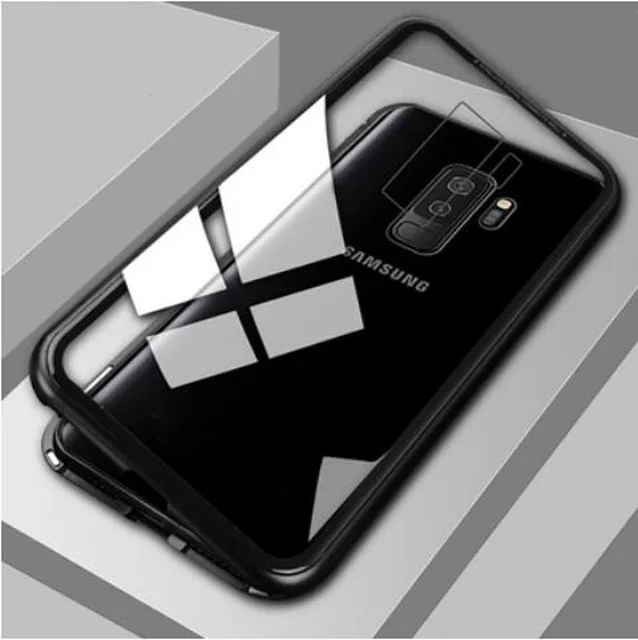 Магнитная Адсорбция металлический корпус для Samsung Galaxy S8 S9 S10 плюс S10E S7 Edge Note 8 9 M20 M10 A30 A50 A7 A8 A9 J4 J6 плюс - Цвет: Черный