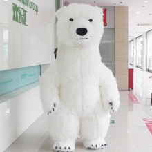 Костюм талисмана белый медведь надувной костюм для рекламы 2 м/2,6 м/3M высокие длинные волосы Подходит для 1,6 м до 1,95 м взрослых