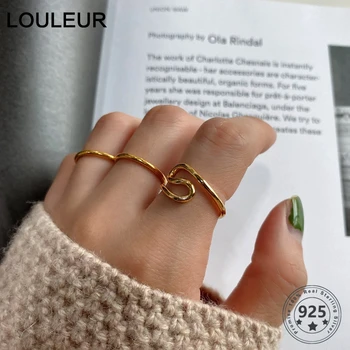 

LouLeur Real 925 Sterling Silver Irregular Rings Minimalist Geometric Designed Ring For Women Fashionable Wedding Fine Jewelry