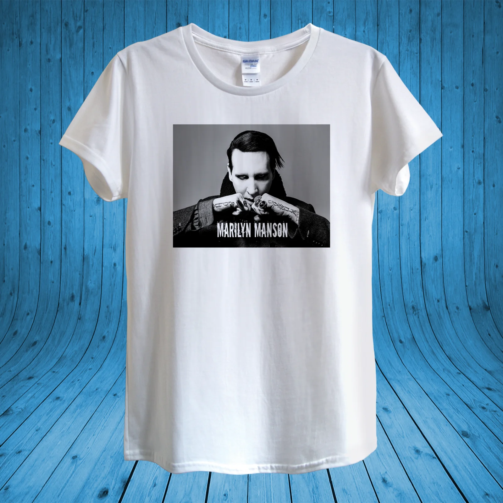 

Marilyn Manson T-shirt Design unisex man women fitted Design Short Sleeve Tee Shirt