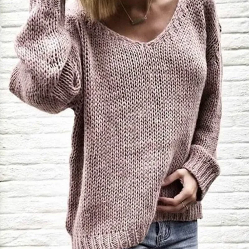 sweater women's autumn and winter knitted tops knit sweater women women sweaters and pullovers solid thin v-neck casual regular sweater women's autumn and winter knitted tops knit sweater women women sweaters and pullovers solid thin v-neck casual regular