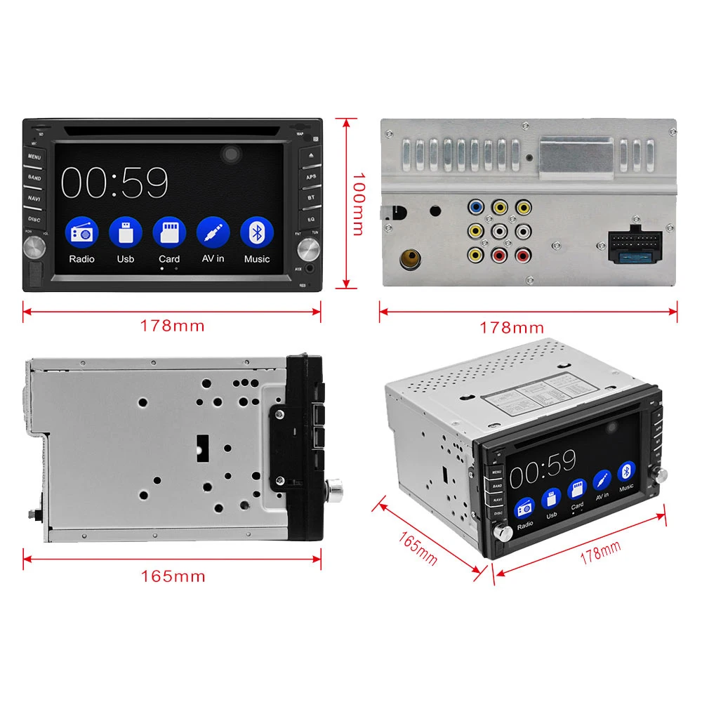 Excellent 6.2 Inch 2 Din Car Multimedia Player Radio Stereo WinCE bluetooth Carplay DVD Player Wifi For Navigation Support Rear Camera 9