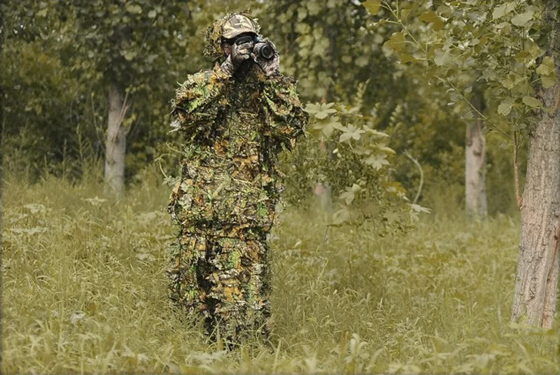 Новая охотничья одежда 3D камуфляж лист ghillie Костюмы Снайпер Birdwatch тактический страйкбол Лесной камуфляж одежда куртка и брюки