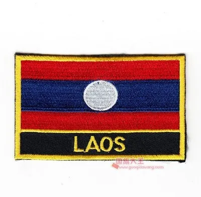 LAOS Национальный флаг, флаг, вышивка, нашивка, значок по всему миру, 8*5 см., Республика Корея, Китай - Цвет: LAOS