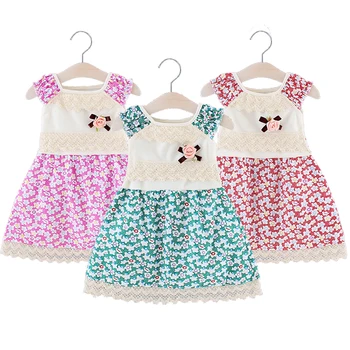 

1-3 Years Old Baby Girl Clothes 3 Colors Cute Floret Princess Style Lace Girls Dress Summer Casual Comfortable Cotton Baby Dress