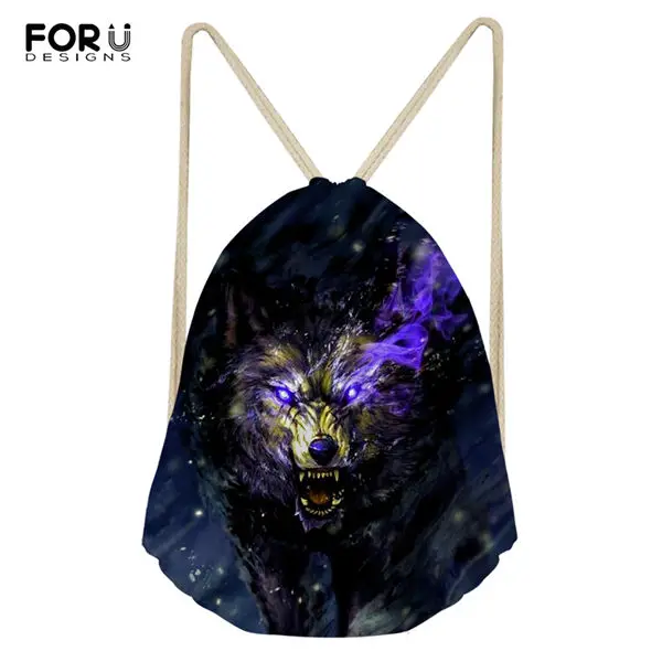 FORUDESIGNS/модные путешествия-супермолния для сумки "Fantasy Wolf" узор мини-обувь карманы милые принты в виде зверей для мальчиков и для девочек рюкзак для путешествий - Цвет: CDWX3787Z3