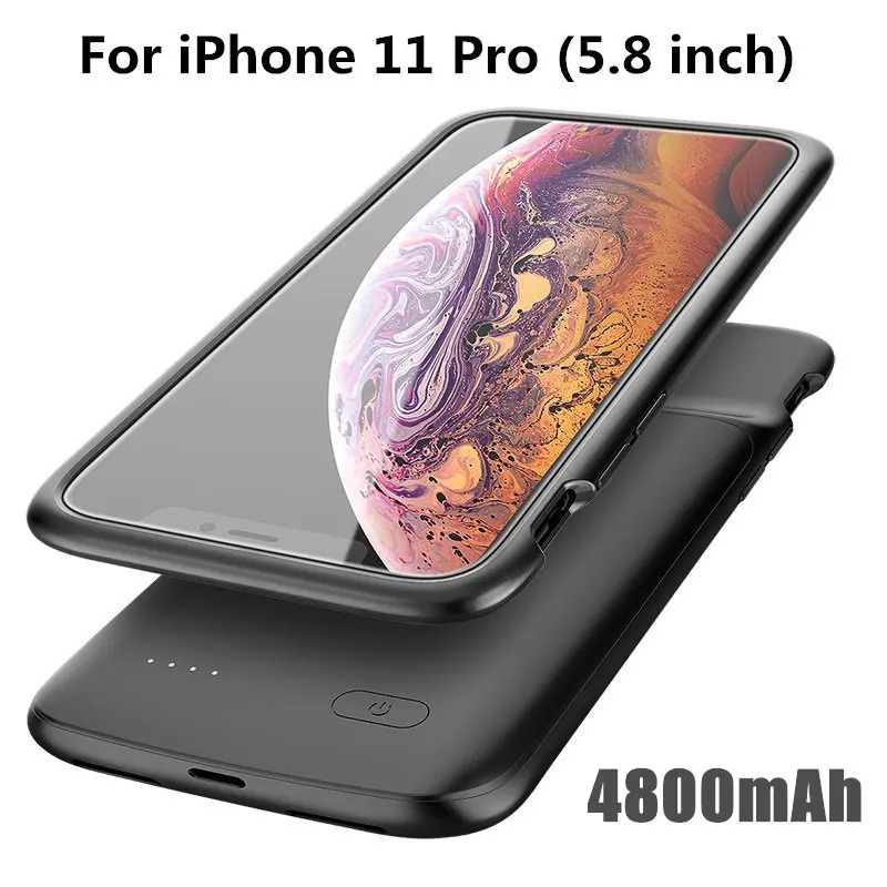 Новое поступление для iPhone 11 чехол для зарядного устройства для iPhone 11 Pro Max power Bank чехол с полным корпусом защитный чехол с мягкими краями - Цвет: 11 Pro Black