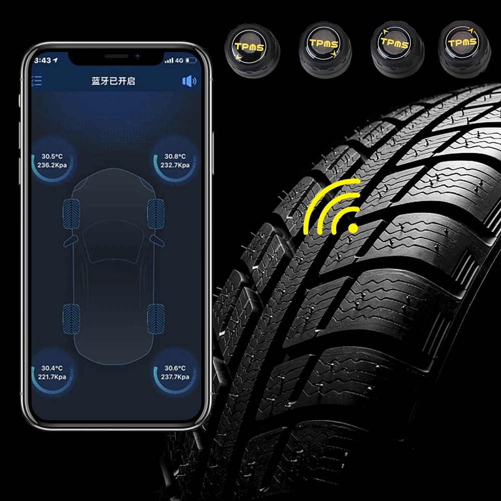 Tire Pressure Alarm Android iOS BLE TPMS Universal Car Tire Pressure Sensor Waterproof External Alarm Tire Pressure Sensors Bluetooth 4.0 5.0 car back sensor