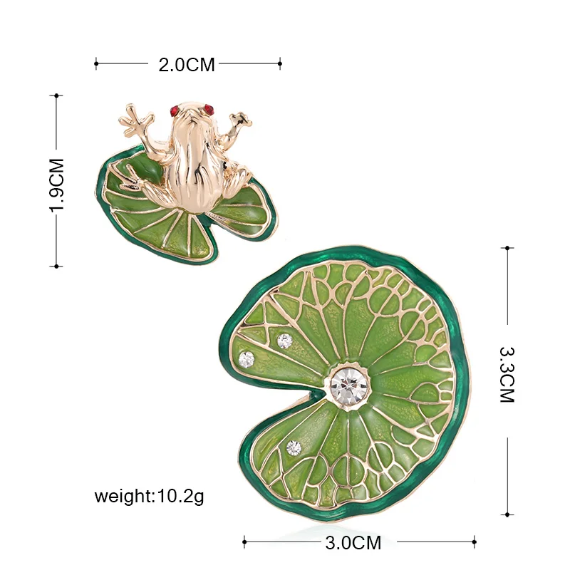 Funmor, новая мода, 2 шт., броши лягушка в форме листа лотоса, эмалированные булавки, ювелирные изделия с кристаллами для женщин и мужчин, праздничные аксессуары, нагрудные украшения, подарок