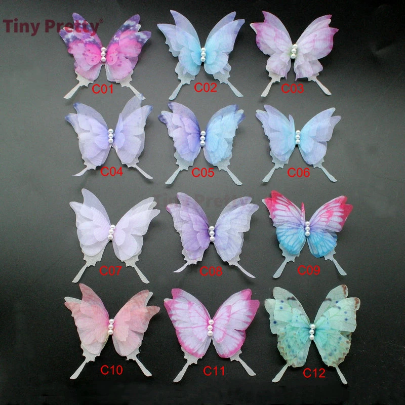 Swallowtail Butterflies 10PCS Handmade Organza Butterfly Accessory For Wedding Bridal Hair Jewelry jewelry making supplies,doll handmade accessories,craft supplies