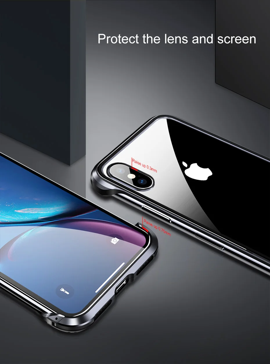 Защитный металлический чехол из закаленного стекла для телефона iPhone XS Max для iPhone X XS прозрачная Противоударная задняя крышка