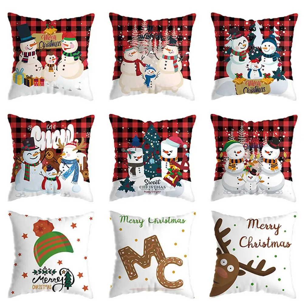 

Christmas Pillowcase Cartoon Snowman Pillowcase Car Sofa Cushion Cover Home Decor Pillowcase