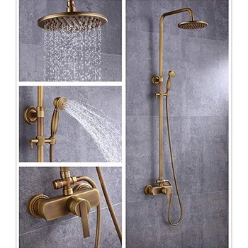 

Full Copper Retro Shower Faucet Wall Hanging Shower Bathroom Shower Faucet Beautiful Shower Set with Hand Shower