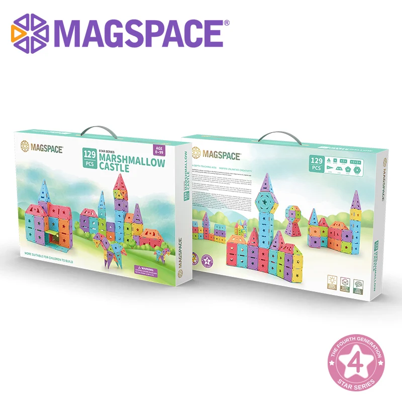 MAGSPACE, новинка 129 шт., магнитные блоки, развивающие строительные игрушки, Строительный набор, магнитный дизайнерский набор для детей, Подарочная Магнитная игрушка