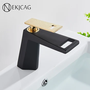 

Black/White gold Basin Faucet New style Deck Mounted Bathroom Sink Faucets Crane gold handle Hot and Cold Water mixer taps