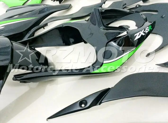 Литья под давлением ABS обтекатель комплект подходит для Kawasaki ZX6R 2009 2010 2011 2012 Обтекатели ZX-6R 09, 10, 11, 12, ниндзя 636 цвета: зеленый, Черный FR