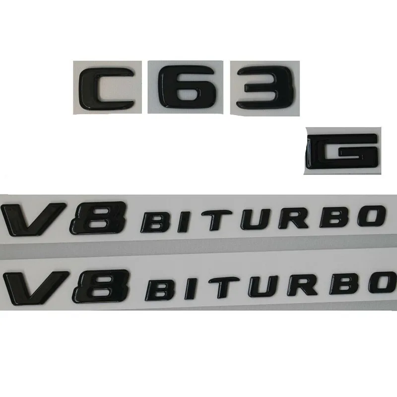Глянцевый черный C63 Для AMG V8 BITURBO значок на крыло эмблемы для W205|Эмблемы| |