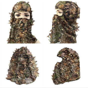 

Tactical Camouflage Leafy Hunting Ghillie Suit Leafy Net Hood Green Eyehole Opening and Leaf Pattern