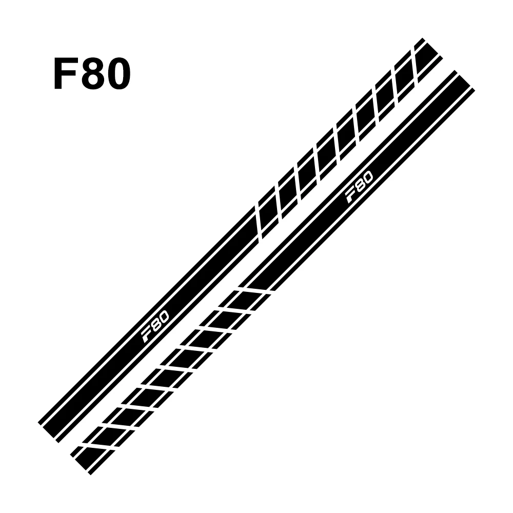 2 Шт Автомобильные виниловые спортивные наклейки для автомобиля BMW F26 F30 F31 F32 F33 F34 F35 F45 F46 F48 F80 F82 F85 F87 Авто боковой двери юбка в полоску - Название цвета: For F80