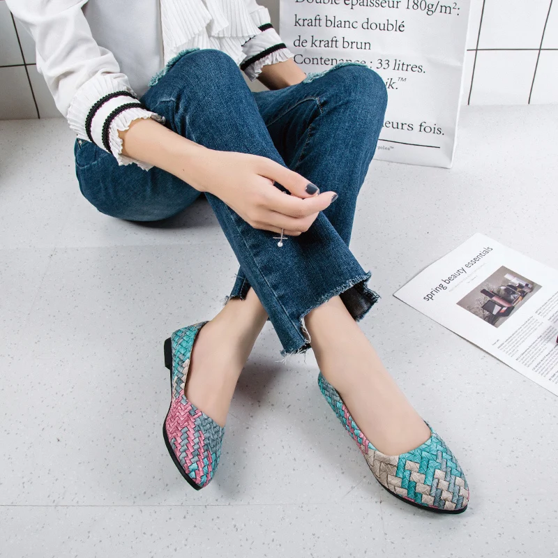 Gingham Shallow Flat Shoes Women New Spring Autumn Shoes England Lazy A Pedal Rubber Sole Students Fashion Casual Ladies