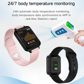 

B57 Smartwatch Men's Body Temperature Monitoring Smart Watch 2020 Waterproof Sports Smartwatch for Android IOS PK B57T