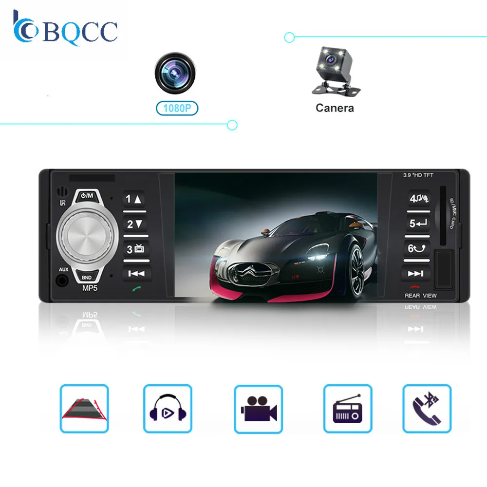 

Car Radio Coche 1 din 4018B Audio Auto Stereo FM Bluetooth 2.0 Rear View Camera oto teypleri Subwoofer Radios