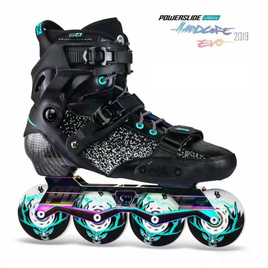 Оригинальные Powerslide EVO Hardcore городские роликовые коньки из углеродного волокна, уличные роликовые коньки для взрослых, обувь для катания на коньках - Цвет: Черный