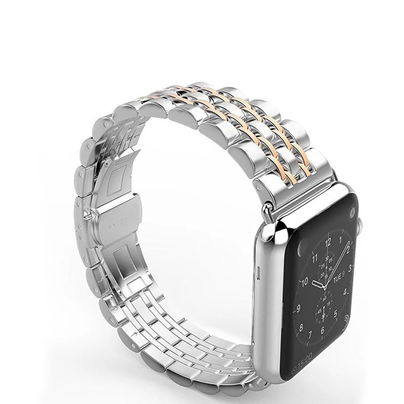 7rose gold Ремешок из нержавеющей стали для Apple Watch band 5 4 44 мм 40 мм 3 iwatch band 42 мм/38 мм correa браслет ремень часы аксессуары 2 - Цвет ремешка: 7rose gold