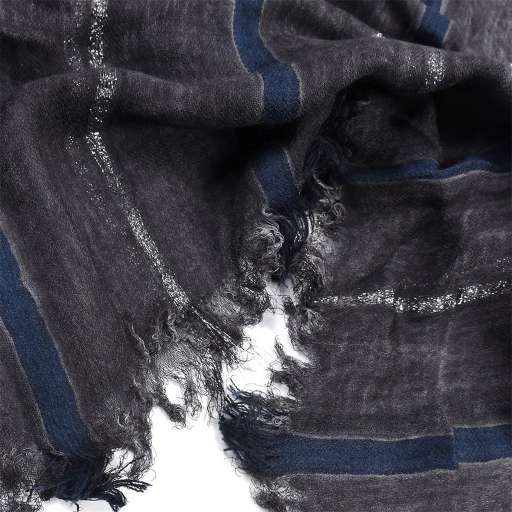 В полоску Женский шарф с кисточками Новинка зимы высокое качество платки длинные шали и тонкий Демисезонный пашмины шарф хиджабы