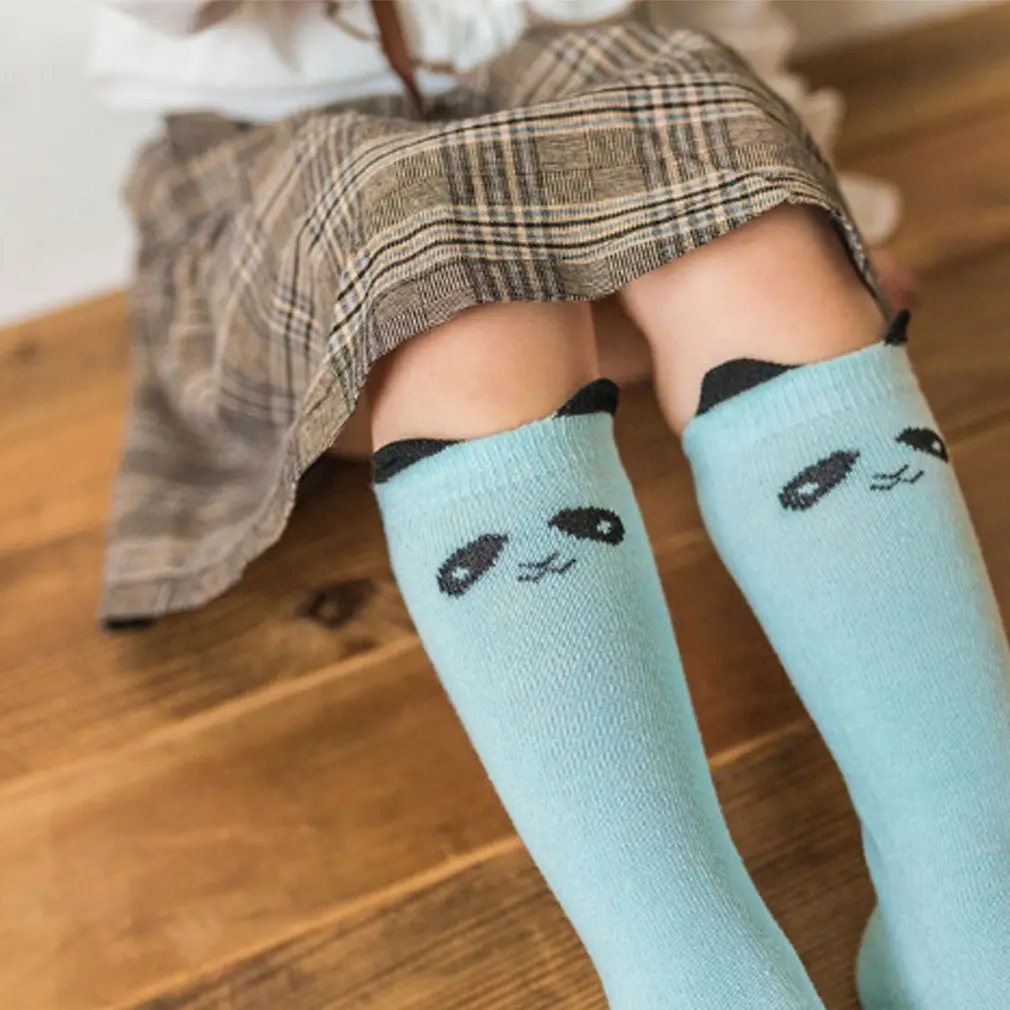 3-5 (28cm)lack blue Детские носки весенне-летние Плотные хлопковые нескользящие Дышащие носки-трубы средней высоты - Цвет: 3-5 (28cm)lack blue