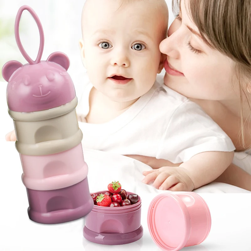 

3 Layer Pp+Silicone Safe Baby Formula Milk Powder Box Portable Food Container Candy Fruit Storage Snack Box for Baby Feeding