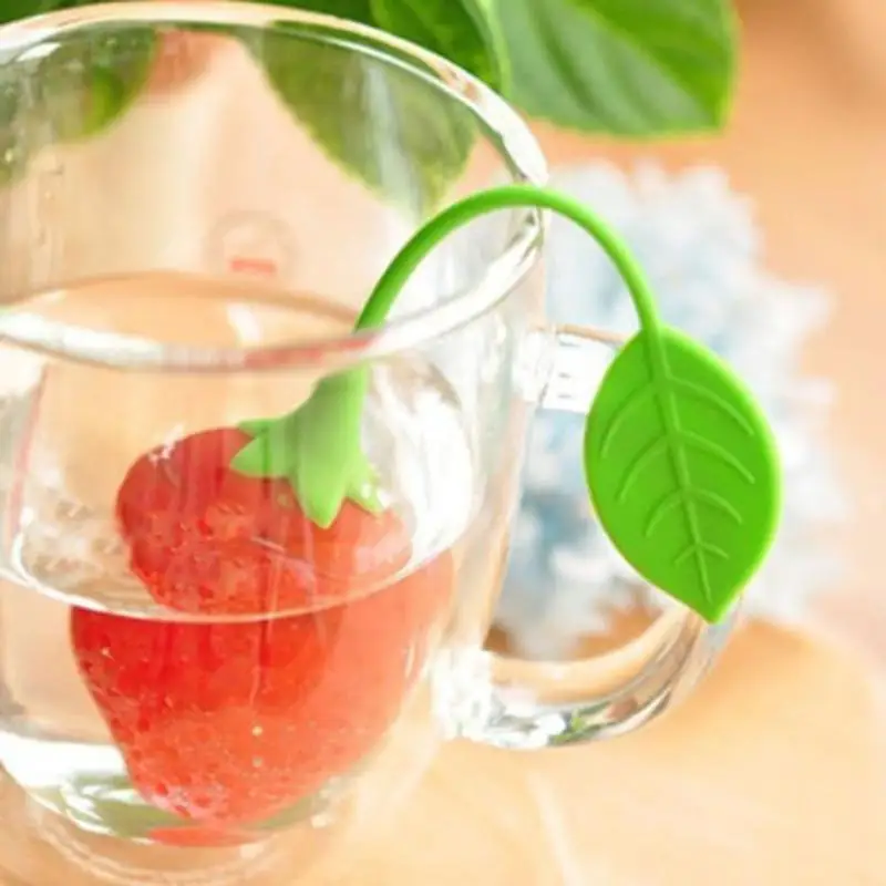 creative Strawberry Shape Tea Strainer Non-toxic Silicone Tea Infuser Tea Bag Loose Herbal Spice storage Filter Teapot Accessory