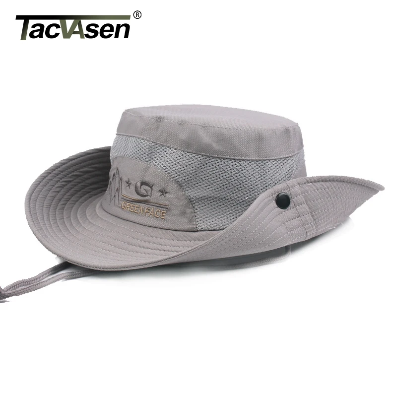 TACVASEN, военные тактические шапки, мужская летняя хлопковая шляпа от солнца, с вышивкой, с широкими полями, шляпа-ведро, складная, Safari Boonie, шапка, рыбки