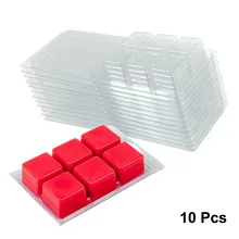  10 Packs Wax Melt Mold, Wax Melt Clamshells Molds Square, 6 Cavity Clear Plastic Cube Tray For Candle-making & Soap 