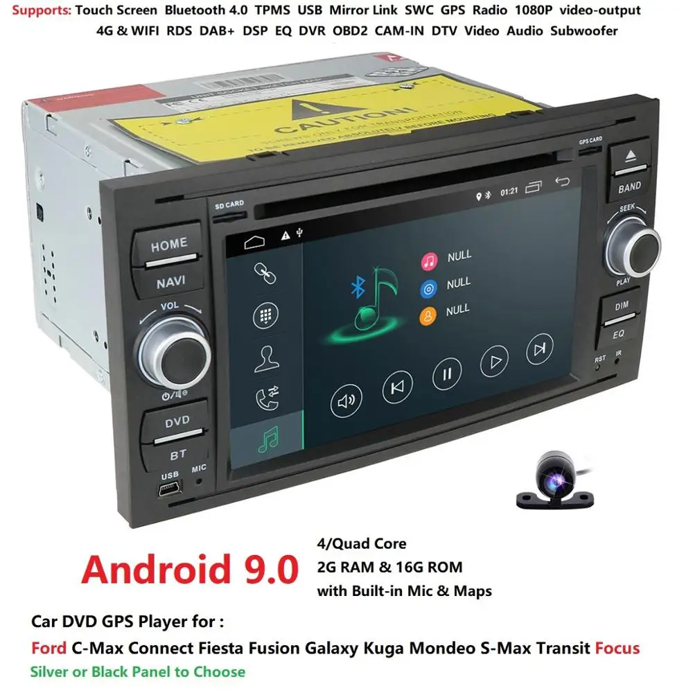 Hizpo Автомобильный мультимедийный плеер Android 9 0 gps 2 Din dvd для FORD/Focus/S MAX/Mondeo/C MAX/Galaxy wifi