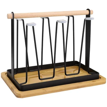 

Tabletop Cup Drying Rack Stand with Detachable Tray, Drinking Glass and Bottle Drainer Stand with Handle