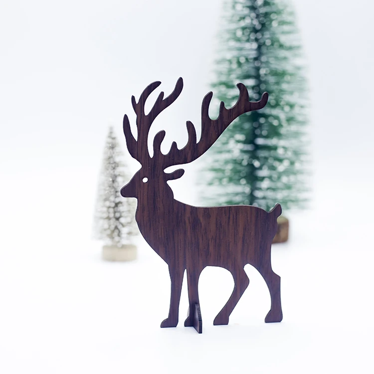 Medium elk Christmas Tree Hanging Pendant Elk Santa Clause Wooden Craft Christmas Tree Decoration Christmas Party Decor for Home New Year - Цвет: Medium elk