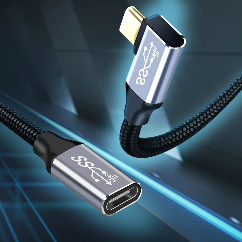100w Gen2 Typec Usb 3.1 Male To Usbc Female Extension Data Charging Cable Extender Cord For