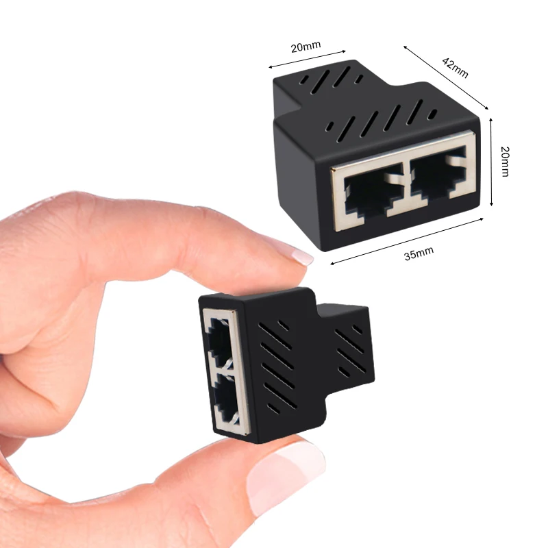 Разветвитель сетевого кабеля переходник с 1 на 2 разъемами LAN RJ45 бескислородный