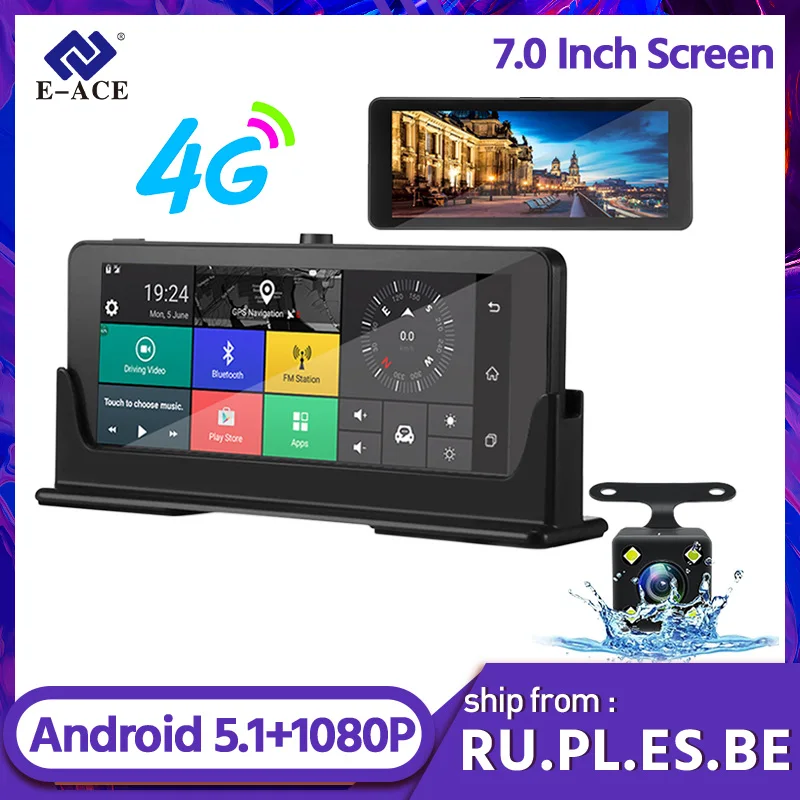 E ACE E07 1080P HD 4G Автомобильный видеорегистратор Камера ADAS Android 5 1 GPS навигация