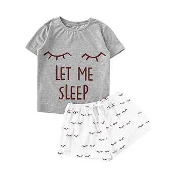 

Jaycosin Fashion Women Leisure Cute Lovely Print Pajamas Set Short Sleeve Sleepwear Sets Two-Piece Sleepwear Loungewear Set 420