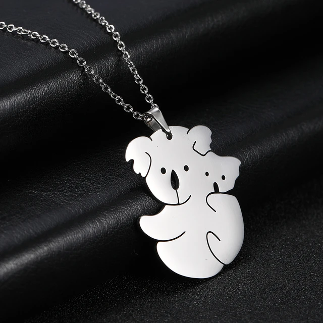 Cazador-Collier pendentif Koala mignon pour femme, bijoux en acier