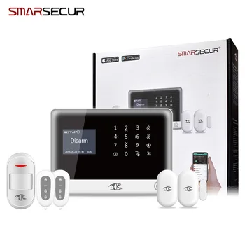 

SMARSECUR Russian Spanish English H6 wifi gsm alarm system door sensor home security alarm systems Wired Siren Kit SIM Alarm