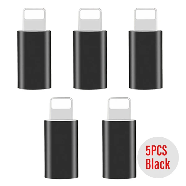5pc Black Адаптер USB ACCEZZ для освещения Micro USB OTG для Apple адаптер для iPhone X XS XR Синхронизация данных Android для iPhone зарядное устройство конвертер - Цвет: 5pc Black